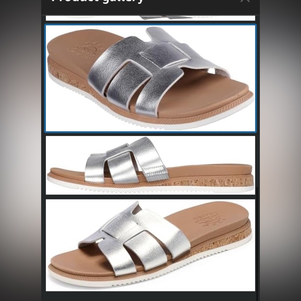 BOBS from Skechers Metallic Silver Slide Sandals